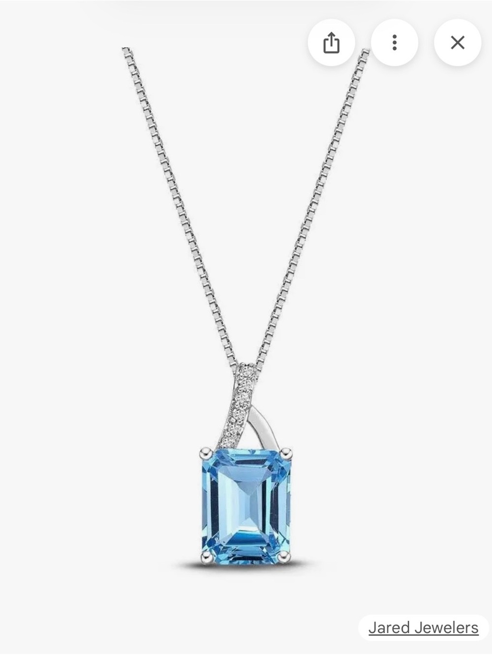 Jared Jewelers Blue Topaz Emerald-Cut Pendant Necklace